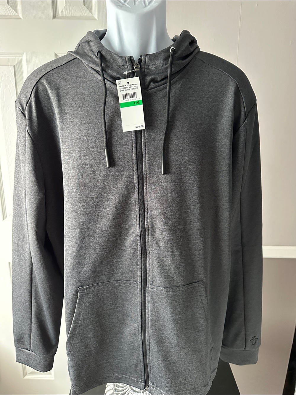 Original Penguin Sport Men's Dark Gray Full-Zip Performance Hoodie